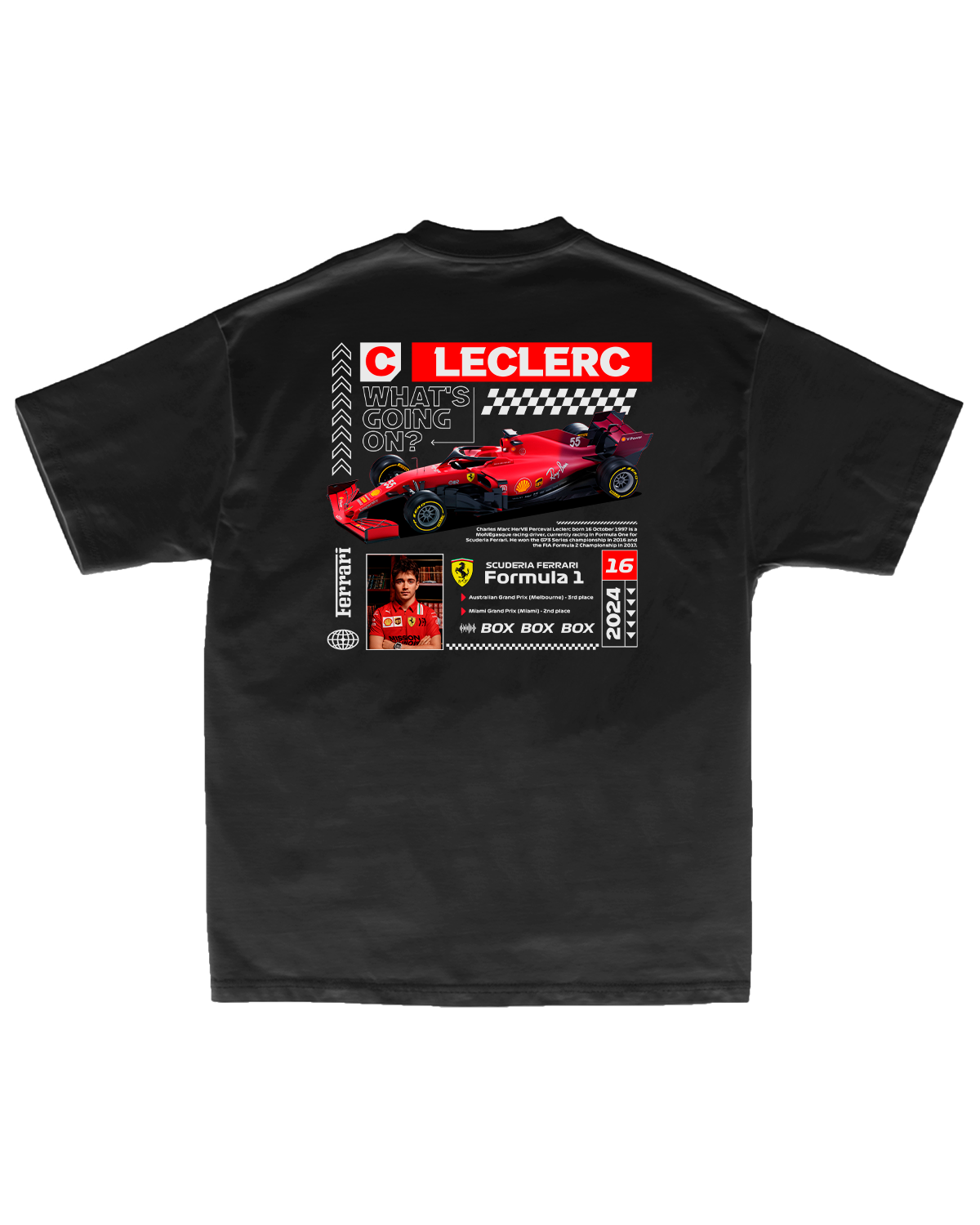 Tee Ferrari F1 Charles Leclerc Box Call