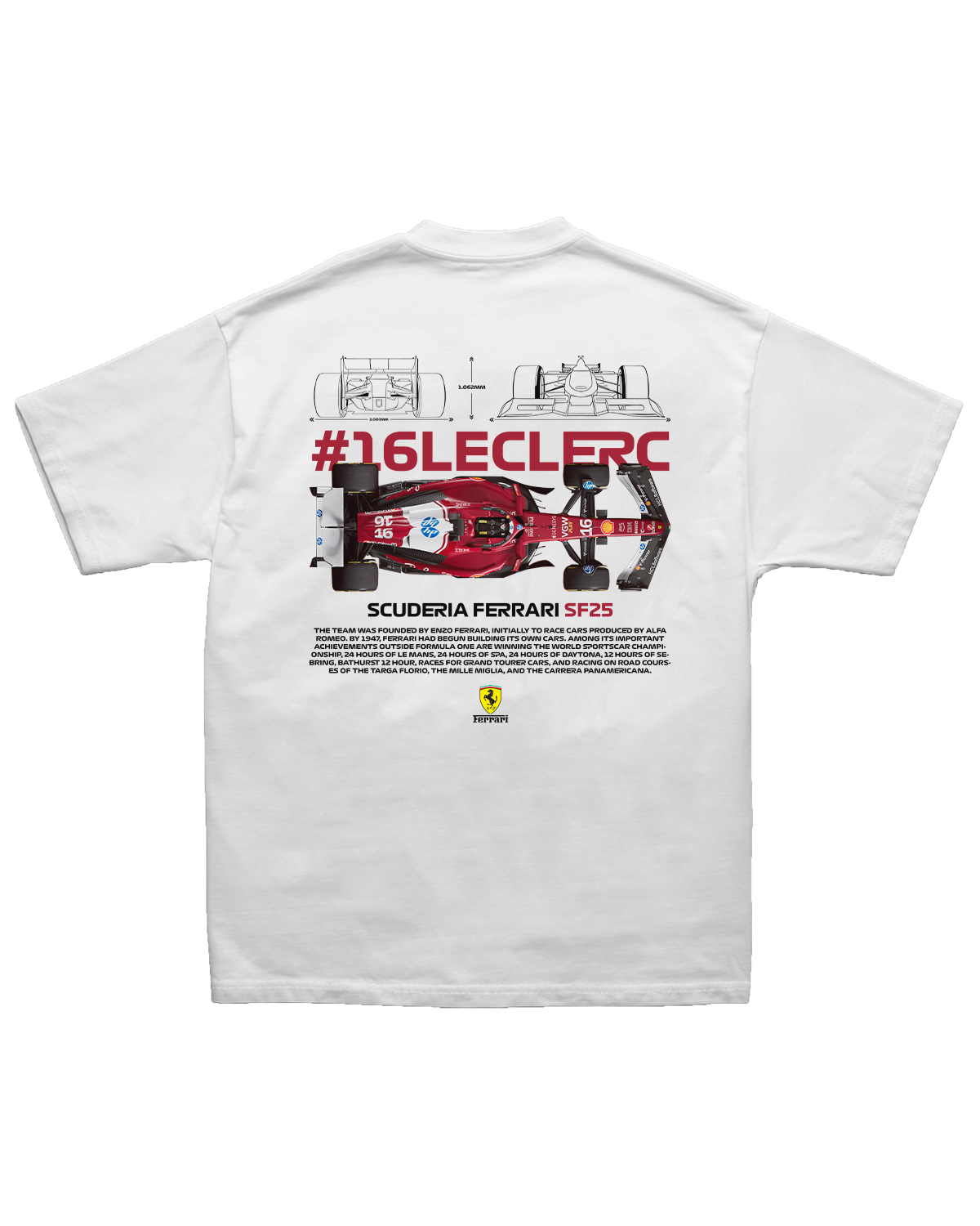 Tee Ferrari F1 Charles Leclerc SF25 Blueprint