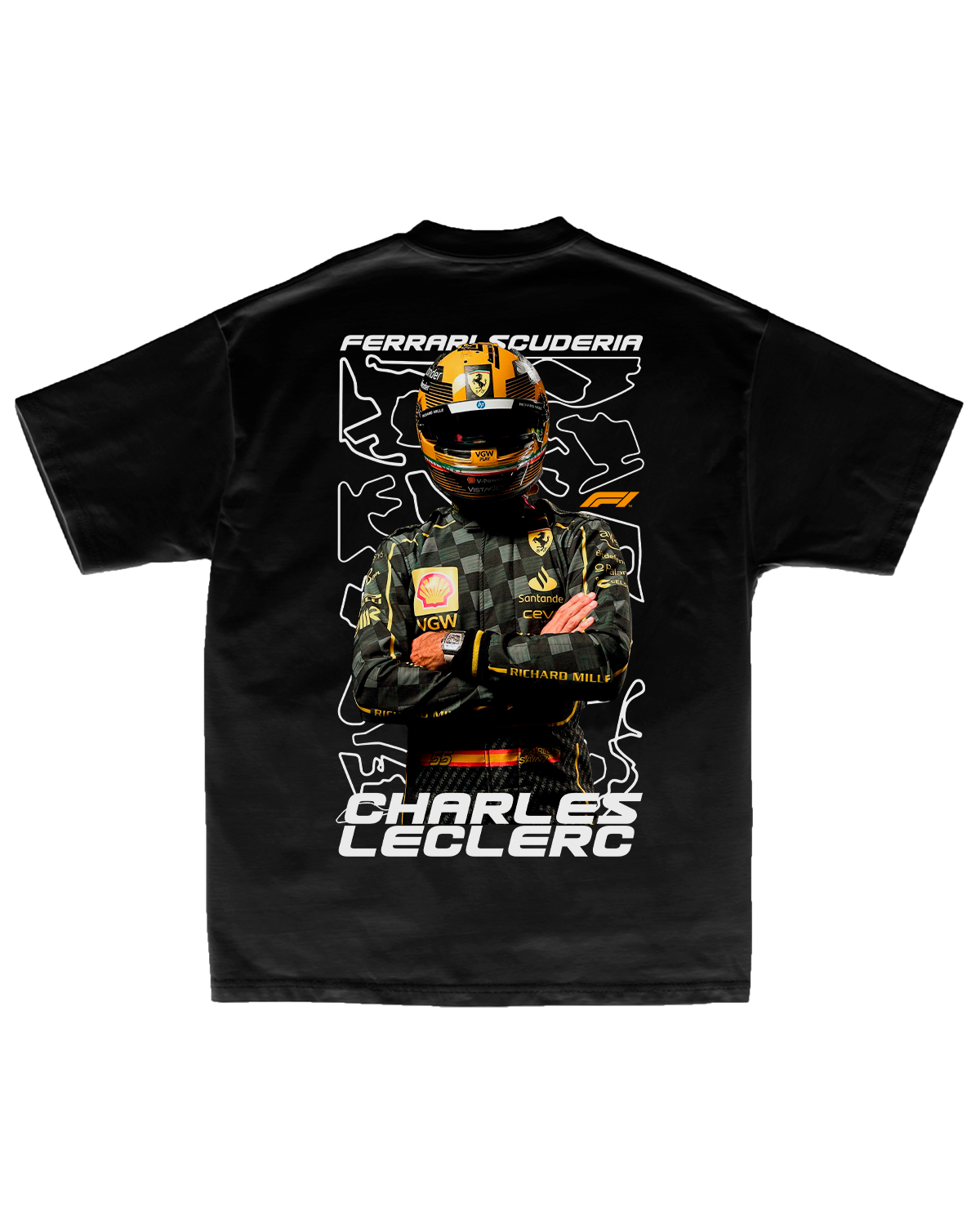 Tee Ferrari F1 Charles Leclerc Stealth Edition