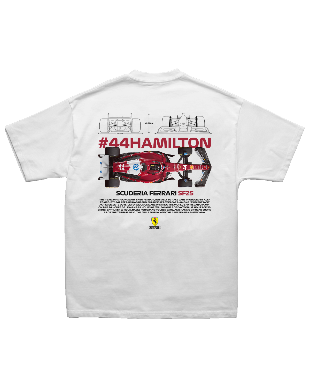 Tee Ferrari F1 Lewis Hamilton SF25 Blueprint