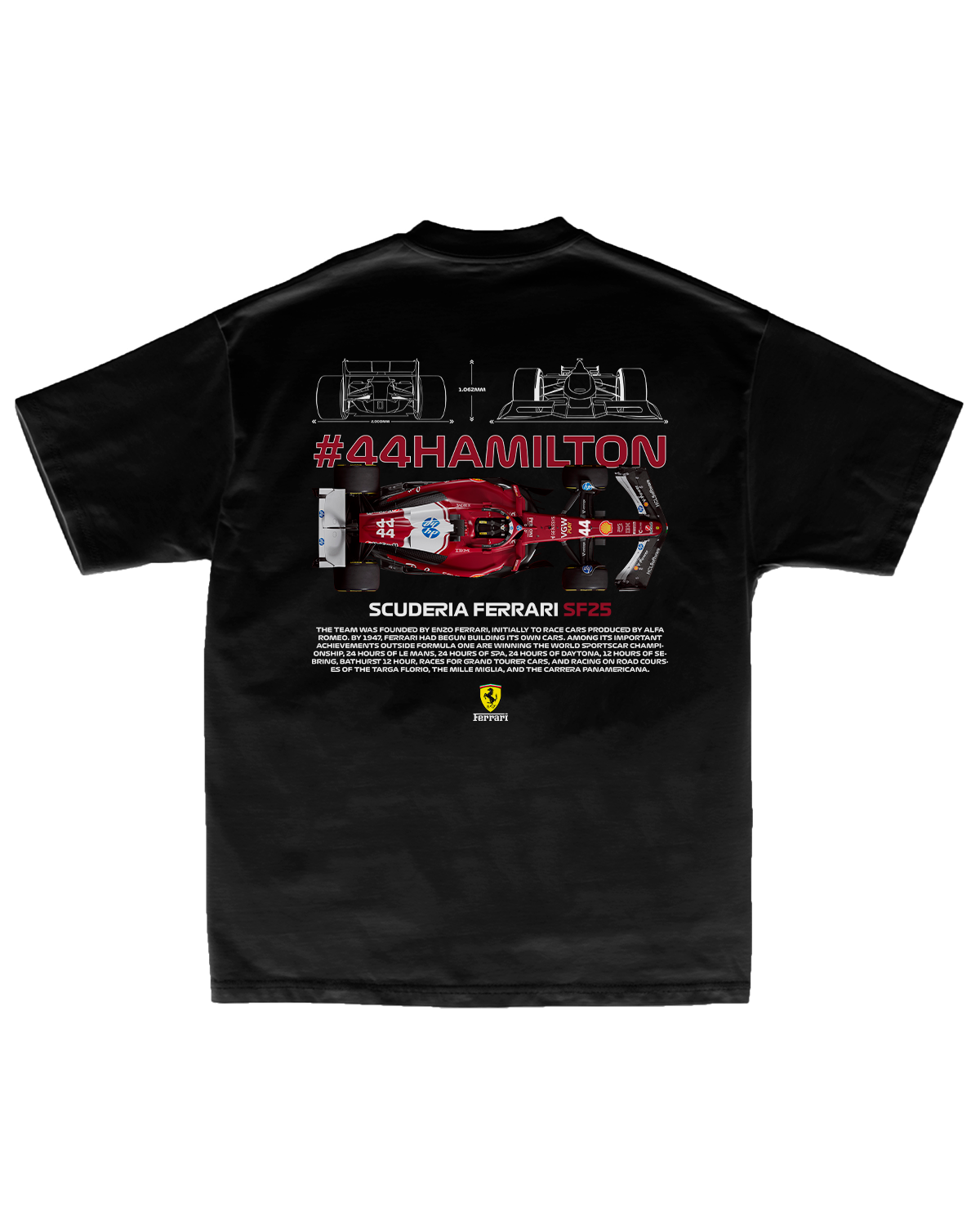 Tee Ferrari F1 Lewis Hamilton SF25 Blueprint