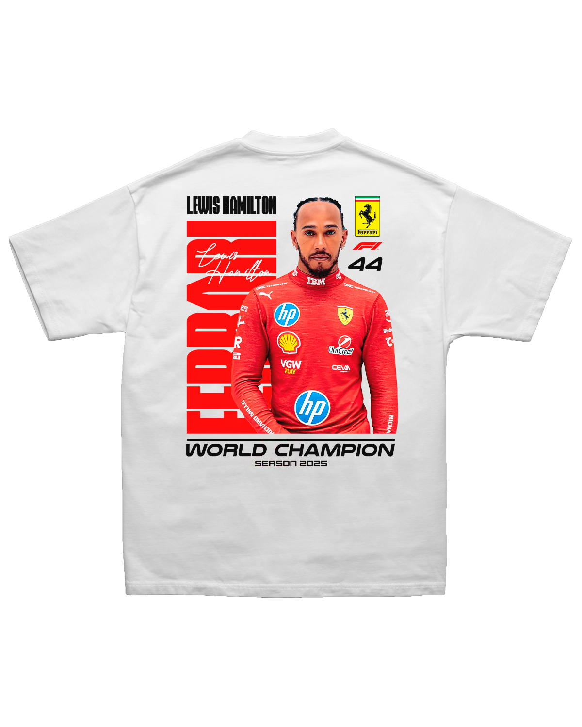 Tee Ferrari F1 Lewis Hamilton World Champion 2025