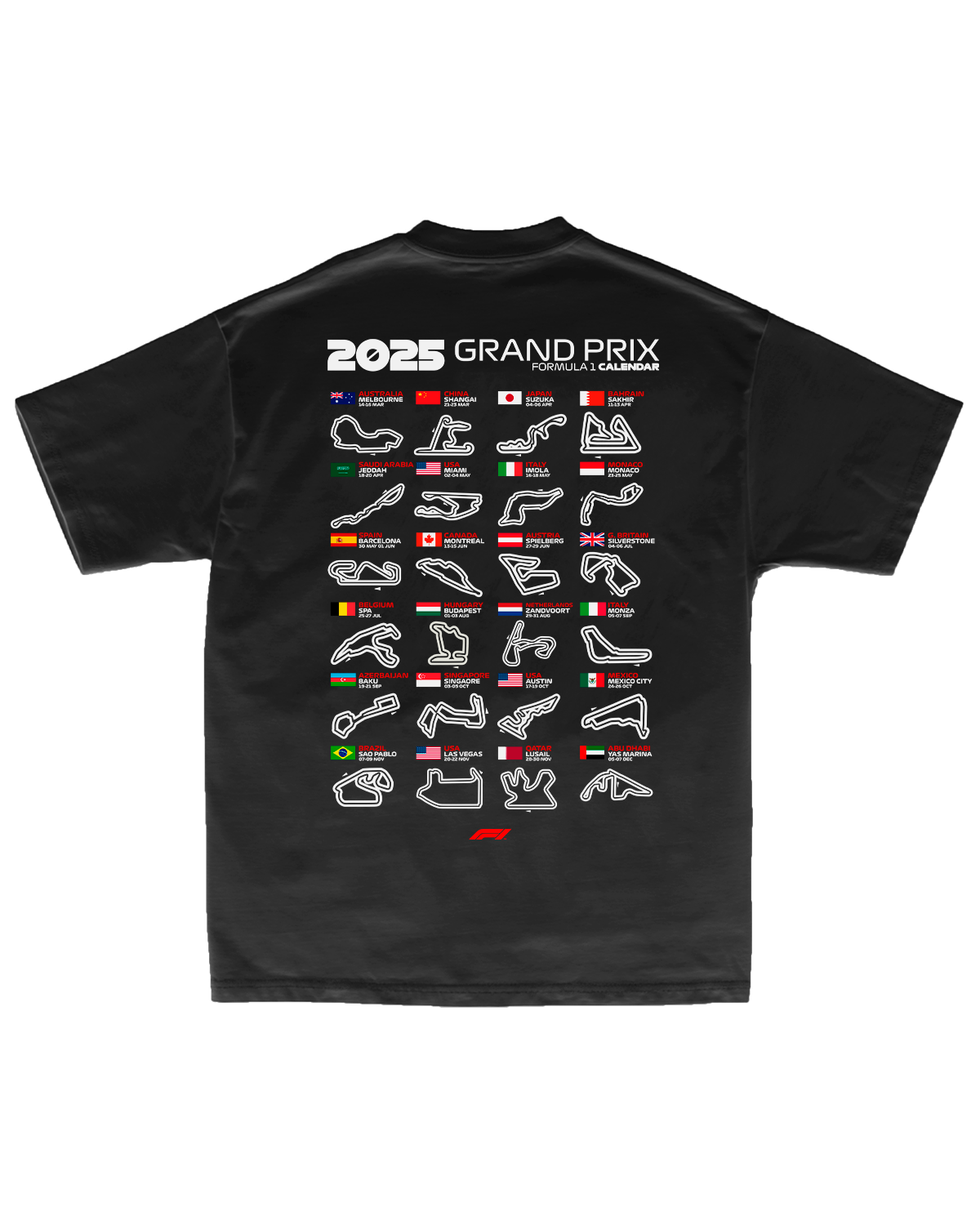 Tee Formula 1 2025 Grand Prix Calendar