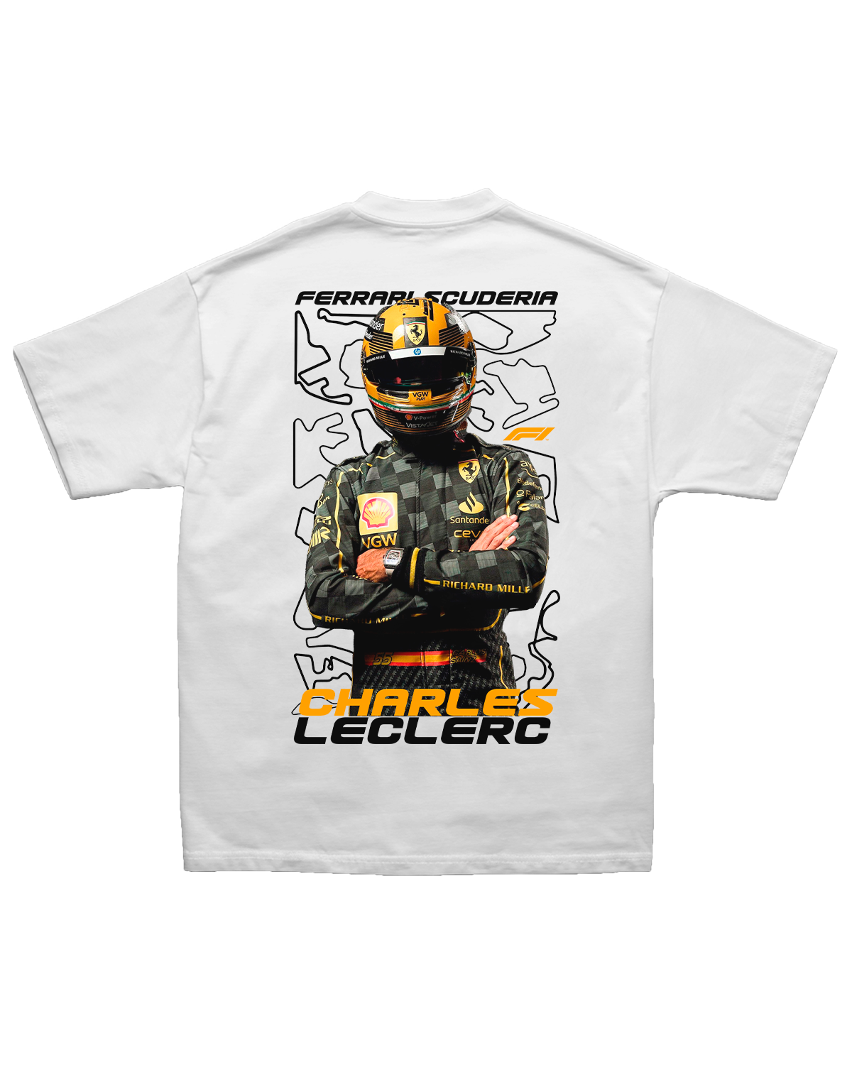 Tee Ferrari F1 Charles Leclerc Stealth Edition