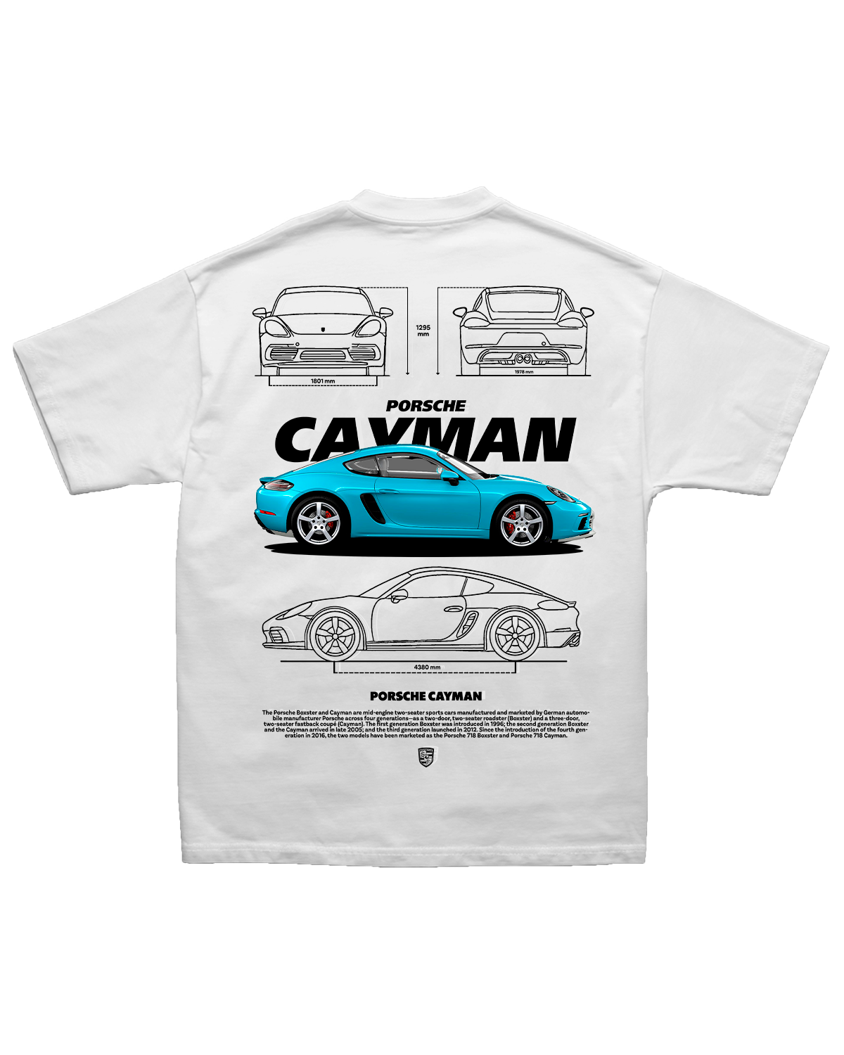 Tee Porsche Cayman Blueprint – Blue Edition