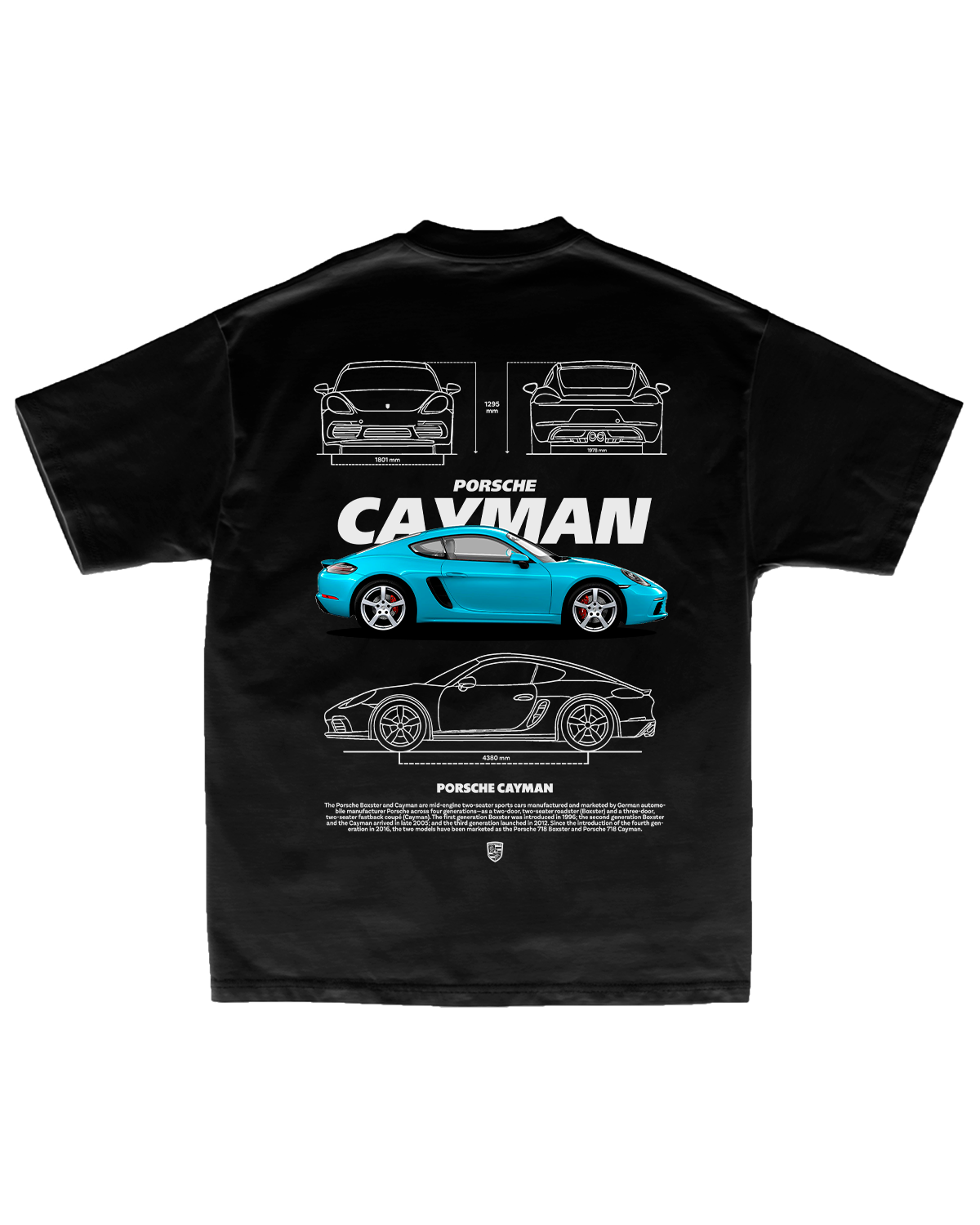 Tee Porsche Cayman Blueprint – Blue Edition